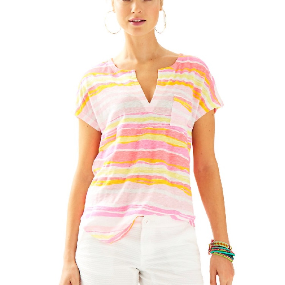 NWOT Lilly Pulitzer Duval Notch Stripped Linen Top